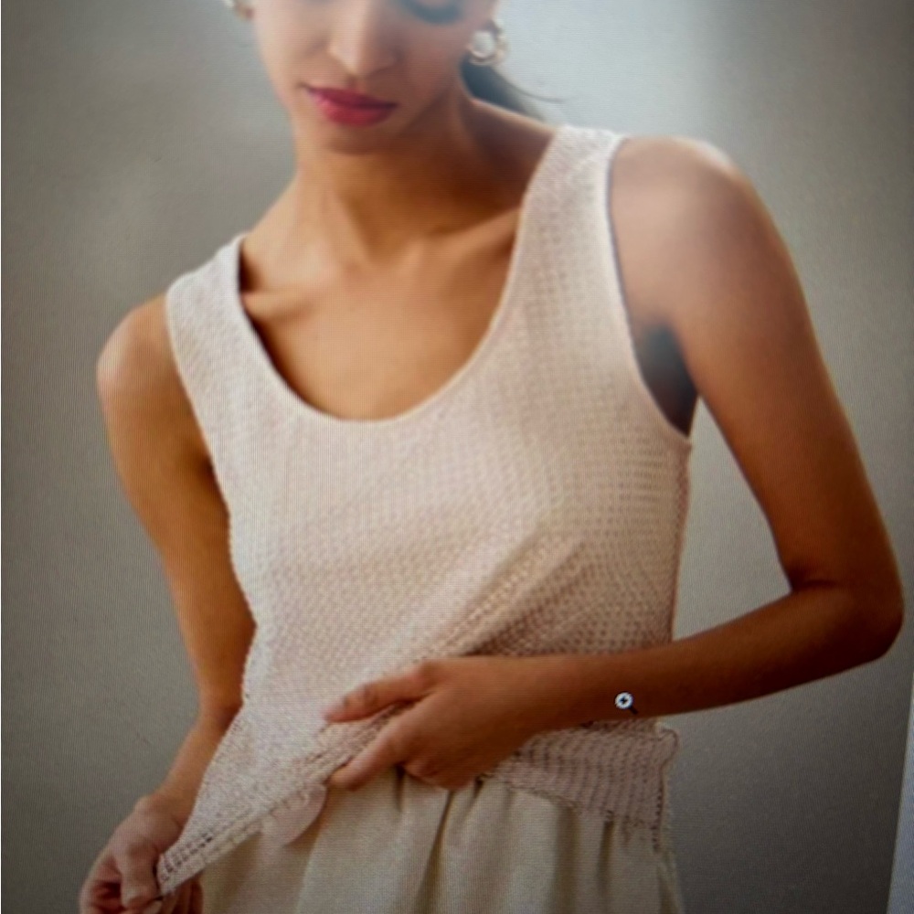 Sunday in Brooklyn Rhinestone Mesh Tank by Anthropologie Medium Ivory
